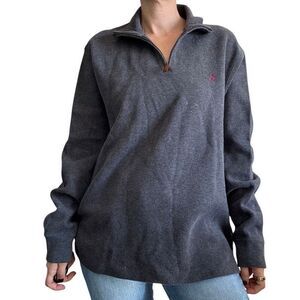 New Polo Ralph Lauren Gray Henley Pullover Sweater Size Large 100% Cotton Preppy